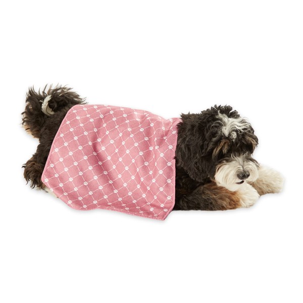 Bone Dry Pet Grooming Towel Collection Trellis Print, Microfiber Absorbent