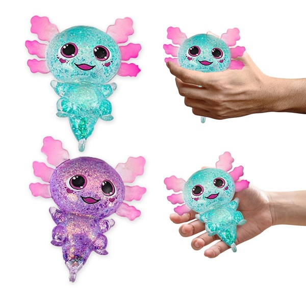 Axolotl Aquishy, Axolotl Squeeze Toy, Pack of 2 Squishy Anti-Stress
