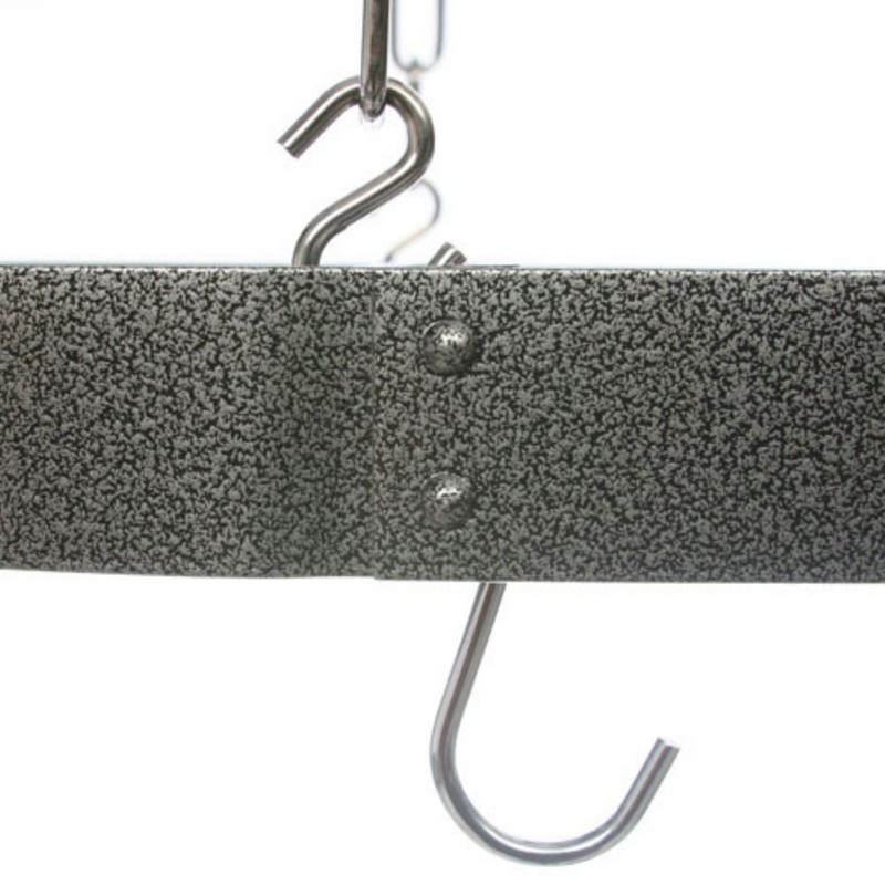 Rogar Hammered Steel Oval Pot Rack with Chrome Accessories 40-in.