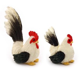 MyTinyWorld Dolls House Miniature Black And White Hen And Cockerel Set