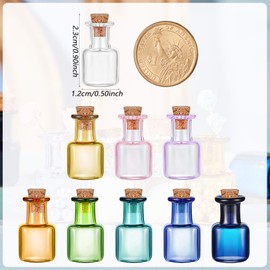 Patelai 18 Pieces Colored Tiny Spell Jars Glass Mini Potion Bottles with Cork Stoppers Square Cork Bottles for Party Wedding DIY Decoration