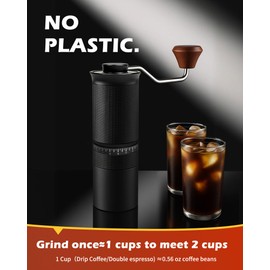 Manual Coffee Grinder with Stainless Steel Burr- 1.12oz Handheld Mill for Espresso, Drip, French Press,with 35 Adjustable Settings & Quiet (Black)