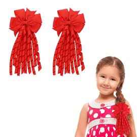 dinghaole 2 Pcs Hair Bow Spiral Streamers, Children'S Tassel hair Accessories, hair Bow Spiral Streamers Ponytail Holders Rubber Band for Girls Toddler Kids, Girls School Hair Accessories