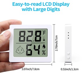 Room Thermometer Indoor Hygrometer, Hygrometer Indoor Humidity Thermometer with Maximum and Minimum Records, Humidity Gauge for Home, Humidity Meter for Room, Basement, Reptile Terrarium（White）