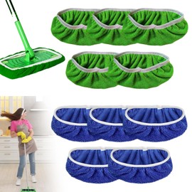 10 Stück Feuchte Bodentücher, Wiederverwendbar Bodentücher Trocken Mikrofaser Wischmopp Bezug Bodenwischer Nass für Reinigung Fliesen Hartböden (Blau + Grün)