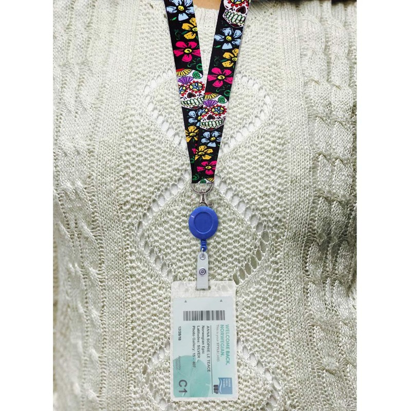 Lucky Line Lanyard with Swivel Snap, Sugar Skull Design (C210)