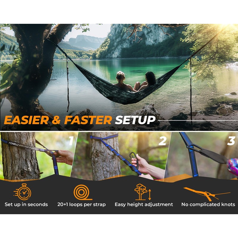Foxelli XL Hammock Straps - Extra Long 20FT Heavy Duty