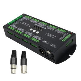 AMKI DMX 512 LED Decoder Controller 36CH Digital Display Decoder,LED Digital Display Decoder for RGBW LED Strip Light DC9-24V 2A/CH with 14 Built-in Effects(36 Channel with Display)