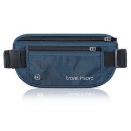 Travel Inspira Waist Pouch, Security Pouch, Ultra Lightweight Ultra Thin Hidden Pouch, Secret Pouch, Waist Bag, navy, M