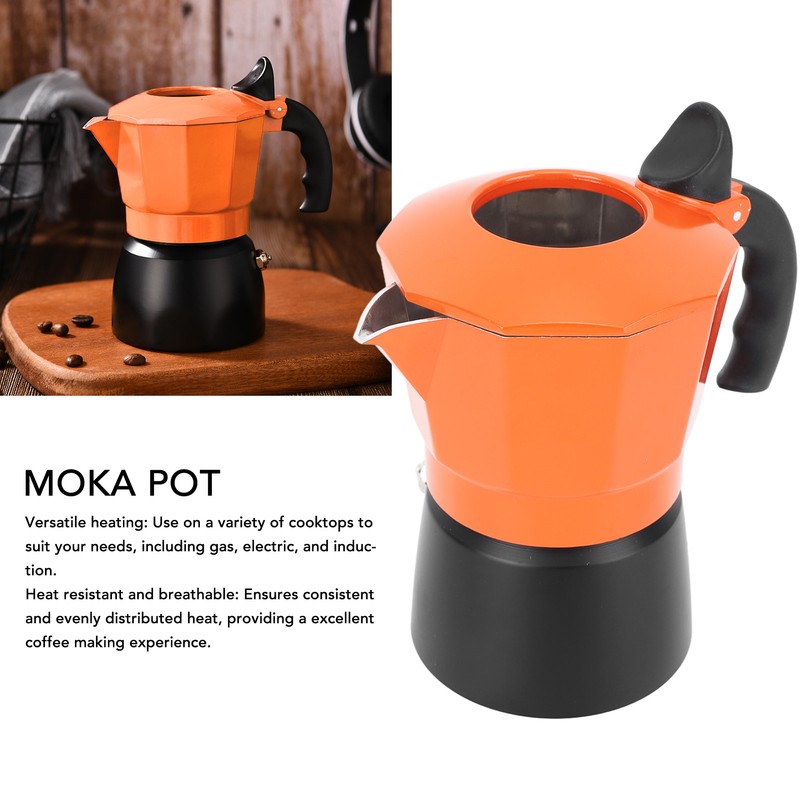 Moka Pot Stovetop Coffee Pot 2 Valve Aluminium Alloy Heat