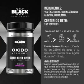 Black Supplements Oxido Nítrico  Clembu 1kg Pre Entreno Moras                                                                                         