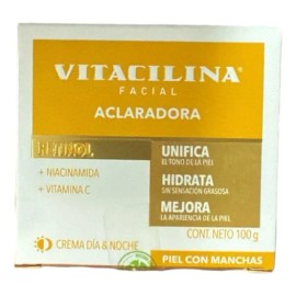 Vitacilina Crema Facial Aclaradora con Retinol, Uso Día y Noche, 100g, Todo Tipo de Piel