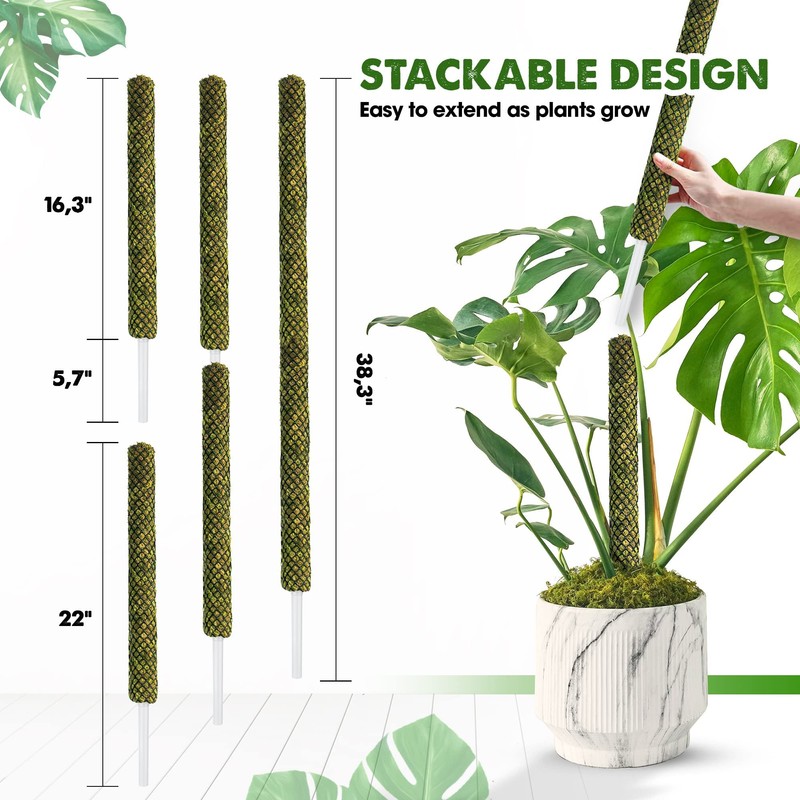 DUSPRO Stackable Mesh Moss Pole for Plants Monstera Potted Plant