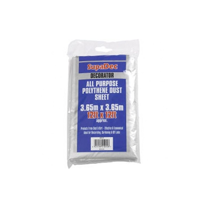 SupaBrands Decorators all purpose polythene dust sheet. 12' x 12'