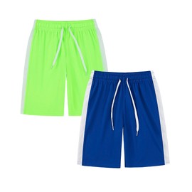 DaniChins Boys Loose Athletic Shorts Active Performance Mesh Shorts (Blue, Green, 07)