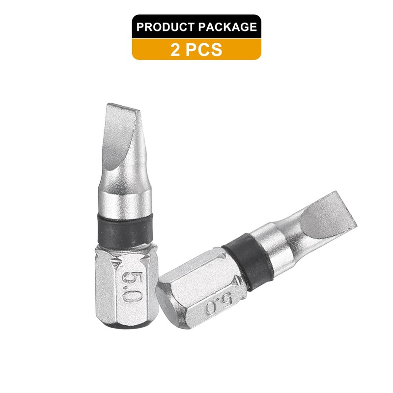 sourcing map 2pcs Slotted Screwdriver Bit SL5 1/4" Hex Shank