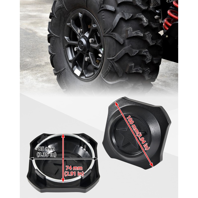 SAUTVS Black Wheel Hub Caps for Polaris RZR XP 1000/XP