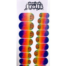 Good Luck Trolls Nail Wraps - 22-Piece Adhesive Nail Stickers Set for Adults - Rainbow Troll Design - Easy to Apply, Long-Lasting Nail Art
