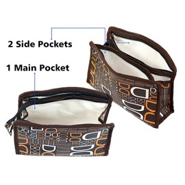 PRISMAXIC Set of 3 Synthetic Cosmetic Travelling Pouch Toiletry Bag Toiletry Pouch Travel Makeup Kit Jewellery Pouch for Women Men (BRAWON), Multicolor, M