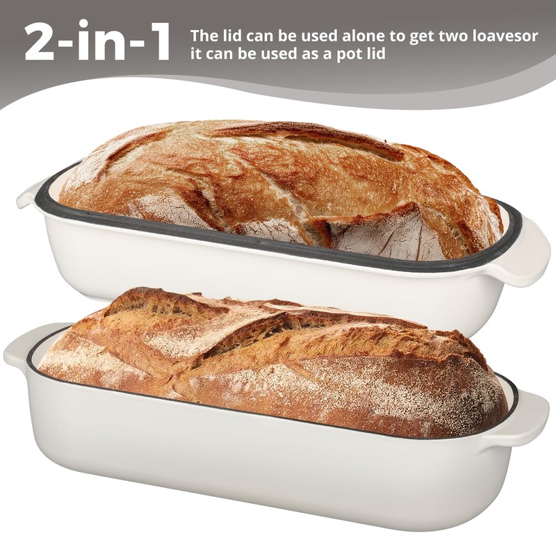 Enameled Cast Iron Loaf Pan with Lid, Dutch Oven Bread