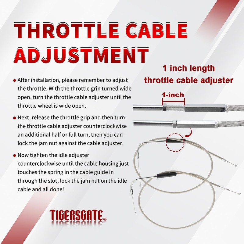 TIGERSGATE 39.4" Throttle & Idle Cable Kit for 2007-2013 Sportster