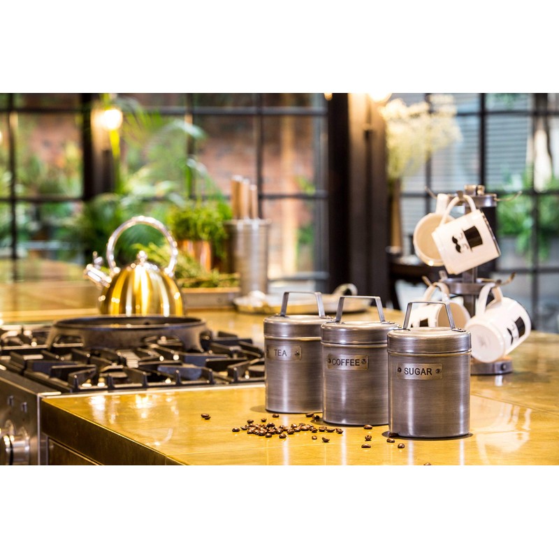 KitchenCraft Industrial Kitchen Vintage-Style Metal Sugar Container, 1 L (1.75