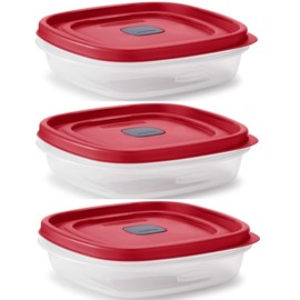 Utensilux Rubber maid Food Storage Containers Three Cup Food Storage Containers 7 Peice Set, Easy Find Lids, 3 Containers, 3 Lids Chalk Pen And Chalk Labels