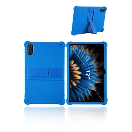 for Blackview MEGA 2 Android 15 Tablet 12 inch FHD+2K Display AI Smart Tablet Model Case,UYRUREL Soft Silicone Adjustable Stand Cover Lightweight Kids Friendly,Blue.