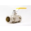 Team Controls Gas Ball Valve Yellow Lever Handle 22mm Compression