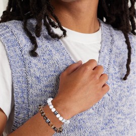 RANKEEF Tiger Eye Bracelet For Men 8MM Natural Stone Beads Bracelet Set Stretch Lava Rock Bracelets Adjustable Black Crystal Beaded Bracelet for Men Women Gifts