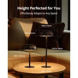 Aggforbl Cordless Table Lamp, 3 Color Cordless Desk Lamp Rechargeable, Battery Operated Portable Outdoor Table Lights, Dimming Wireless Led Lamps, Touch Lamp for Dining Restaurant, Black