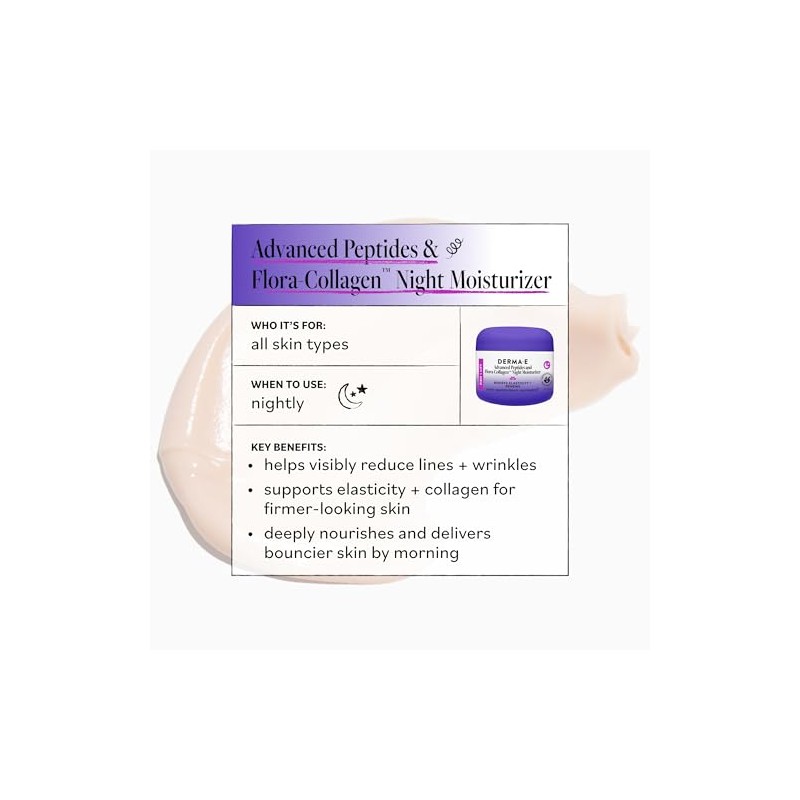 Derma-E Advanced Peptides and Flora-Collagen Night Moisturizer Unisex Moisturizer 2