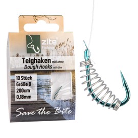 Zite Fishing Dough Hook Size 6-12 Trout Blue with Monofilament Leader Line 200 cm Fishing Hooks Dough Spiral Trout Fishing Pack of 10 Ready Tied Trout Hooks (8)