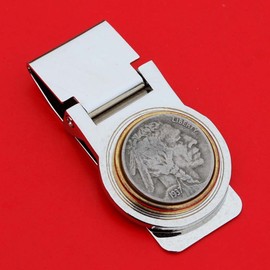 US 1937 Indian Head Buffalo Nickel 5 Cent Coin Two Tone Hinged Money Clip NEW