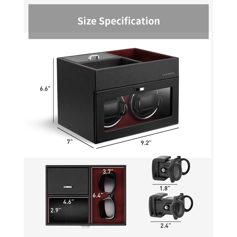 Vlando Automatic Double Watch Winder - Watch Winder Box with