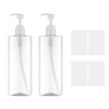 Lisapack Plastic Pump Bottle Dispenser - 2pcs 500ml/16.9oz Empty Shampoo