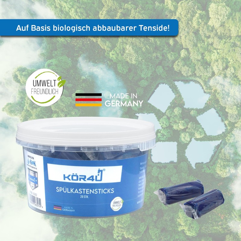 kör4u Cistern Sticks - 20 Blue Cleaning Tabs for Duofresh,