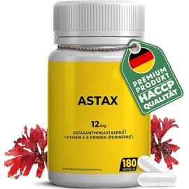 Asta® Astaxanthin Hochdosiert 24mg - Natürliches Astaxanthin + Vitamin E & Piperin - 180 Kapseln für Strahlende Haut & Schmerzfreie Gelenke - 30% Günstiger + GRATIS 8-Wochen Haut Challenge