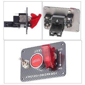 Ignition Switch Panel 12V 3 in 1 Rocker Switch with Engine Push Button Toggle Switches with Relay Wiring Harness LED for RV Truck Racing Car Boat Marine Trailer Carbon Fiber Pattern