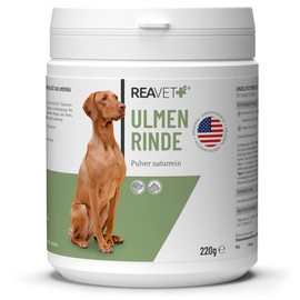 ReaVET Elm Bark Powder American for Dogs & Cats, 220 g, Natural for Stomach and Intestines, Diarrhea Powder for Dogs, Cats, Against Constipation, Slippery Elm Bark
