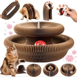 Interactive Cat Scratching Board with Random Color Ball, 1 Count Foldable Recyclable Cat Scratching Pads, Cat Accordion Toy for Indoor Outdoor, Christmas, Christmas Gift
