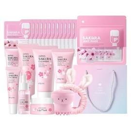 Skin Care Sets & Kits, Cherry Blossom Skincare Set for Teenage Girls, Sakura Skincare Set For Teen Girls, Complete Skin Care Set For Teen Girls & Women Travel Size