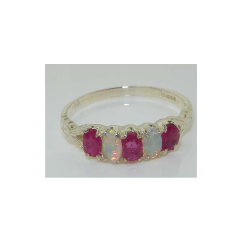 LetsBuyGold 925 Sterling Silver Natural Ruby and Opal Womens Anniversary