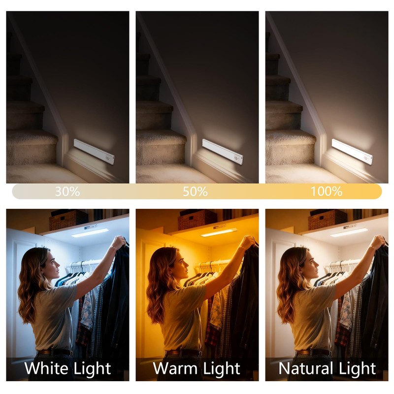 Bitrue Under Cabinet Lighting, 2Pack Rechargeable Magnetic Motion Sensor,Stepless Dimmable,