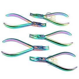 Set of 5 Multi Titanium Color Rainbow Bracket Remover Plier Curved Orthodontic Instruments Stainless Steel by G.S Online Store
