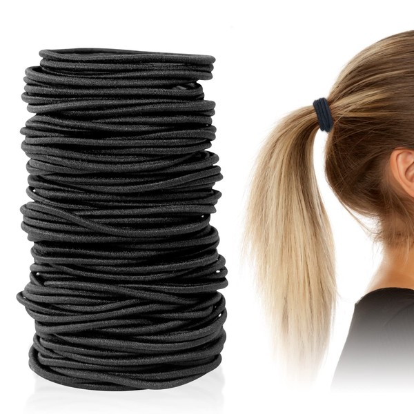 Qufiiry Pack of 100 Hair Bobbles, 2 mm Black Hair Bobbles for Women, Hair Bobbles, Hair Ties, for Men and Women
