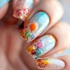 LOPMNGHT Colorful Ballon Press on Nails Medium Length Gradient French