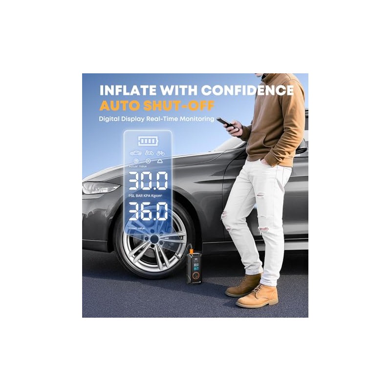 Portable Tire Inflator with Digital Pressure Gauge