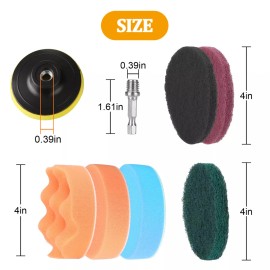 Cahuczlhoz 4Inch 14pcs Car Buffing Pads Polishing for Drill Sponge Kit Waxing Foam Polisher
