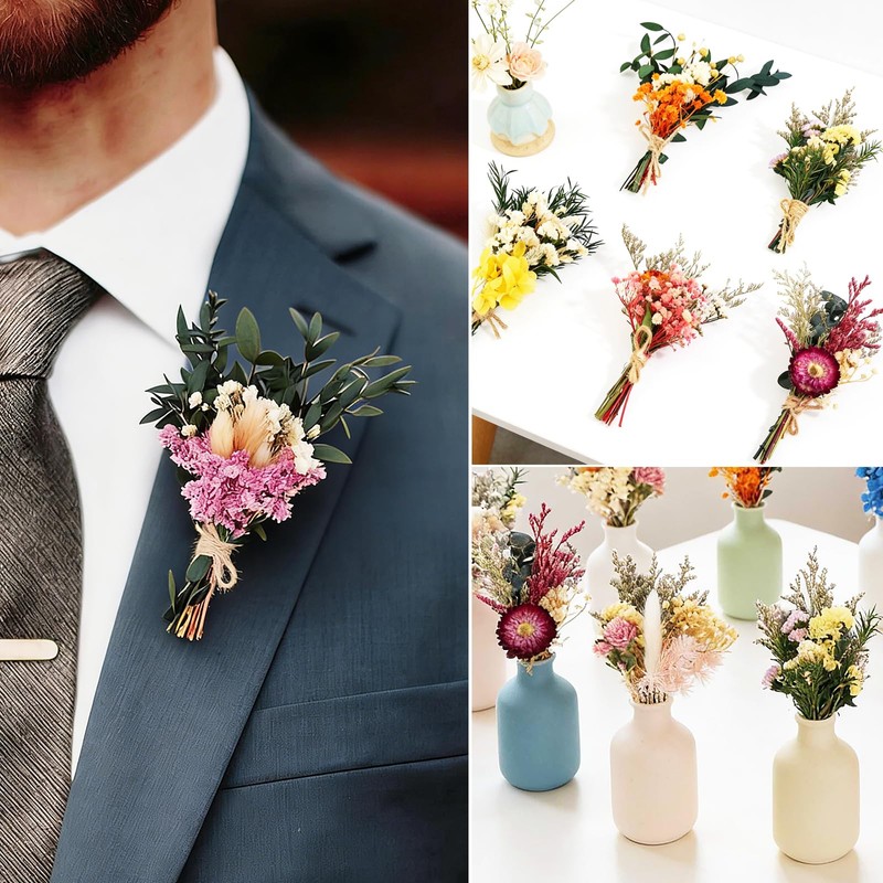 Larber 12PCS Mini Dried Flower Bouquet Dried Wildflowers Dried Flowers